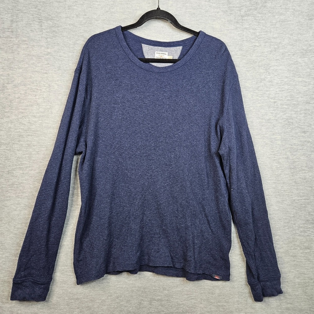 FAHERTY Thermal Knitwear Men's Navy Blue Long Sleeve Top Size XL